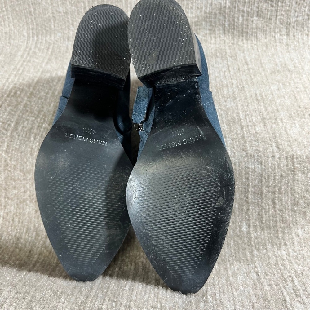 Marc FIsher Blue Suede Ankle Booties Zip Block Heel Fashion Shoes Womens 6.5M - Picture 8 of 11